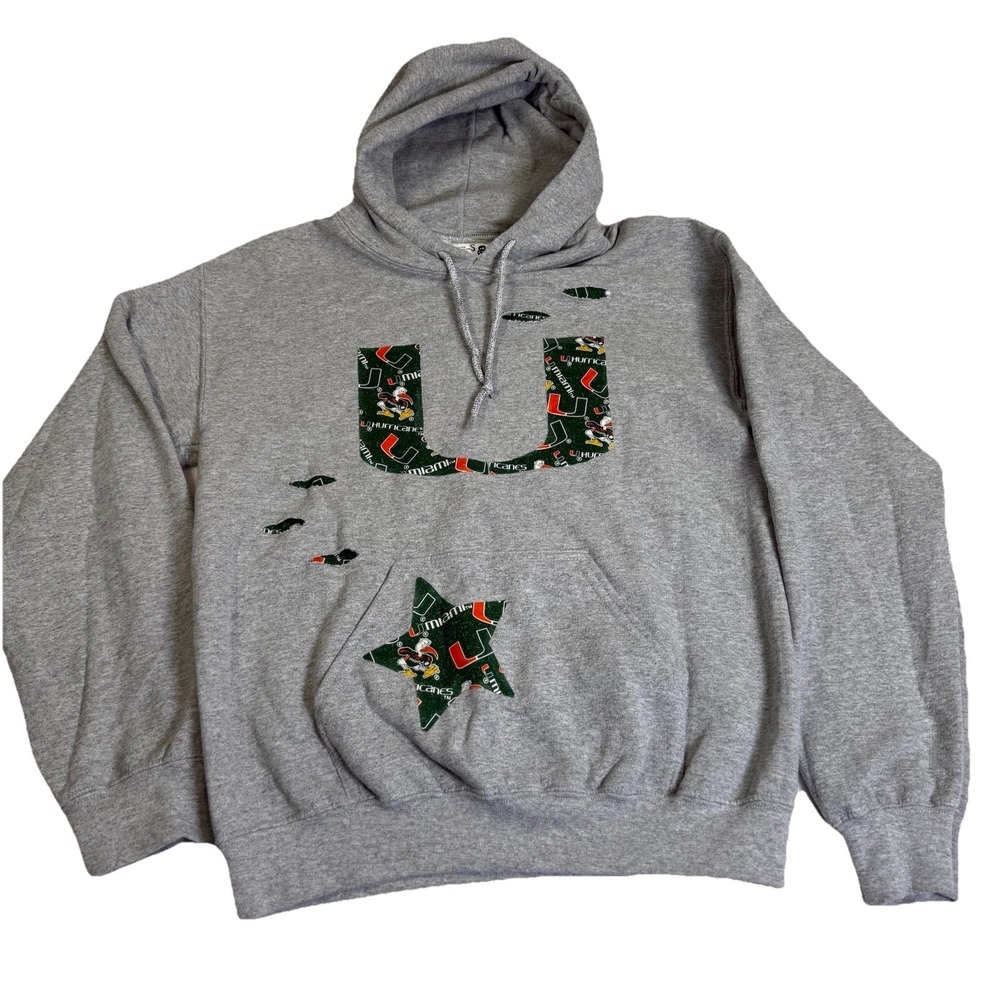 University Of Miami Custom  Sweatshirt‎ By Rock And Tulle Distressed Logo  S